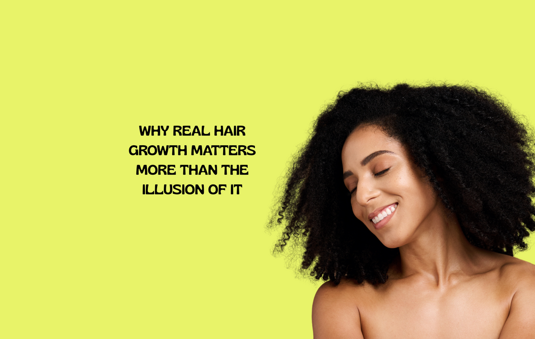 Hair strands appearing thicker and healthier with copper peptide molecules in the background, suggesting hair loss treatment.