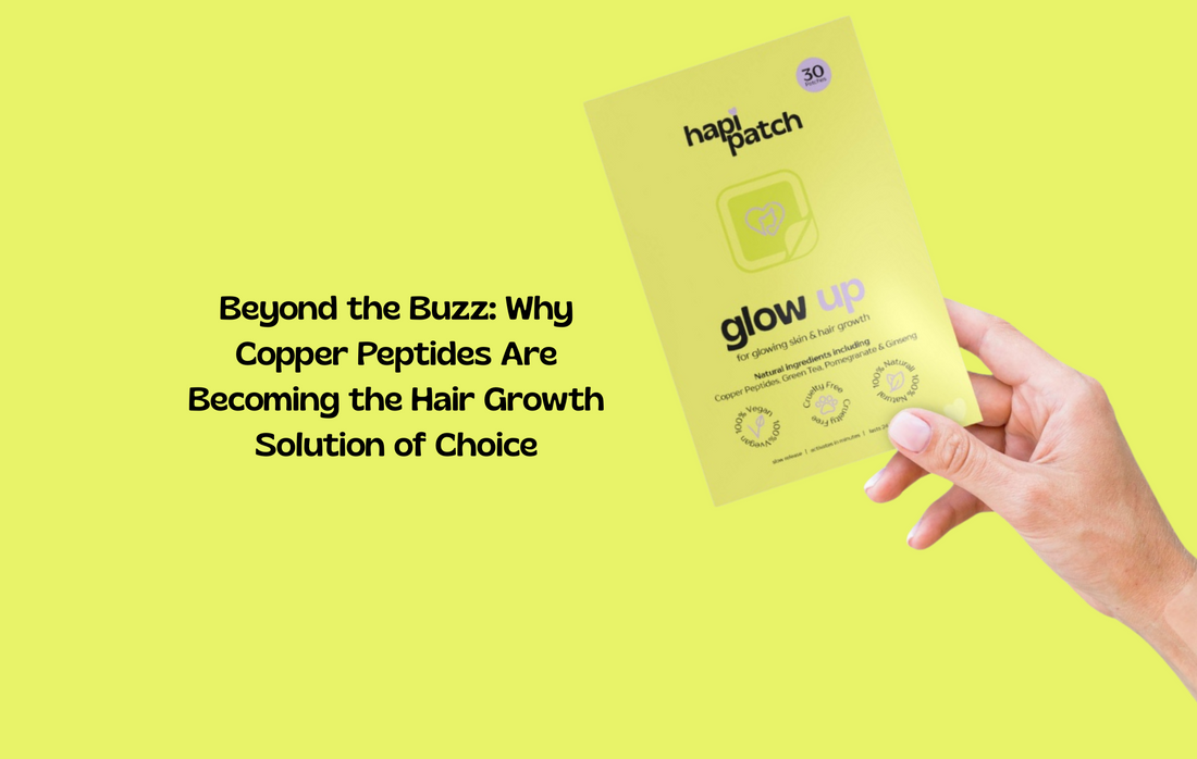 Copper peptide molecules with strong, healthy hair strands, highlighting their rise as a popular hair growth solution.